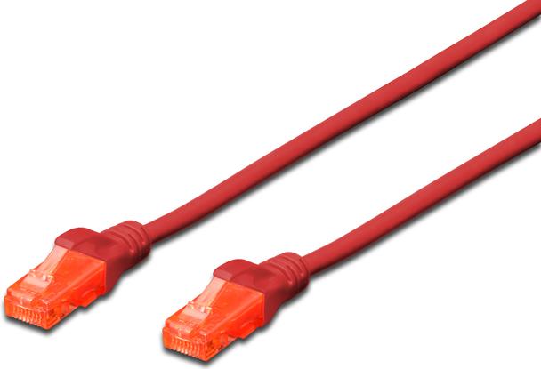 CAVO RETE DIGITUS CAT.6 UTP NON SCHERMATO LSZH ROSSO 1mt