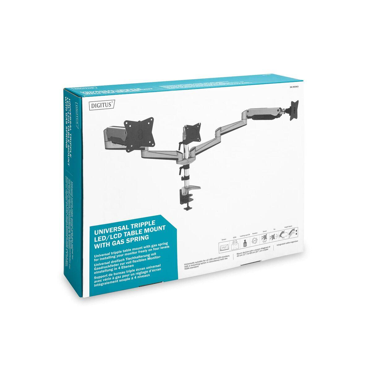 Digitus Supporto universale triplo LED/LCD da scrivania con molla a gas (TRIPPLE LED MOUNT W. GASSPRING - UP TO 27IN 3X6KG VESA