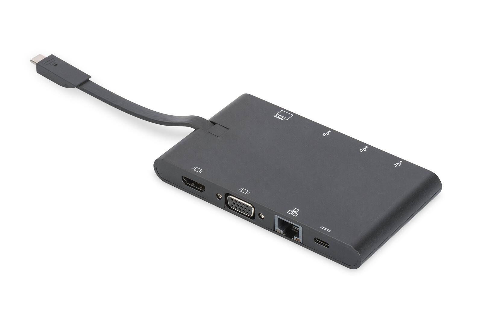Digitus Universal Travel Docking Station USB Type-C (TRAVEL DOCK STATION USB TYPE-C - HDMI VGA 2X USB-C RJ45 MICROSD)