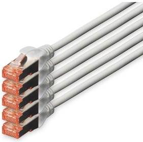 CONFEZIONE 5 CAVI CAT 6 SCHERMATI S/FTP MT 20 COLORE GRIGIO DIGITUS