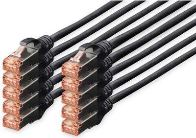 CONFEZIONE 10 CAVI CAT 6 SCHERMATI S/FTP MT 2 COLORE NERO DIGITUS