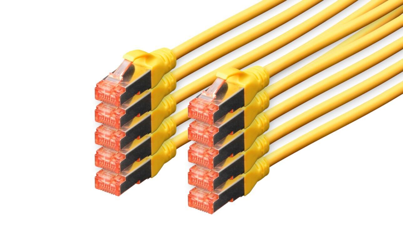 CONFEZIONE 10 CAVI CAT 6 SCHERMATI S/FTP MT 3 COLORE GIALLO DIGITUS