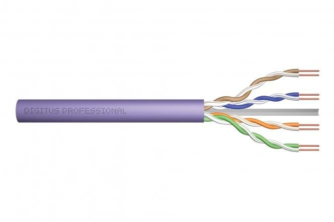 Cavo di installazione CAT 6 U-UTP, 250 MHz B2ca (LSZH-1), AWG 23/1, tamburo da 500 m, sx, viola