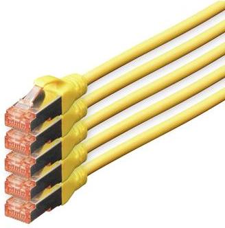 CONFEZIONE 5 CAVI CAT 6 SCHERMATI S/FTP MT 10 COLORE GIALLO DIGITUS