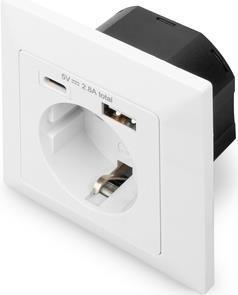 DIGITUS Presa di sicurezza da incasso con 1 USB Type-C 1 USB A