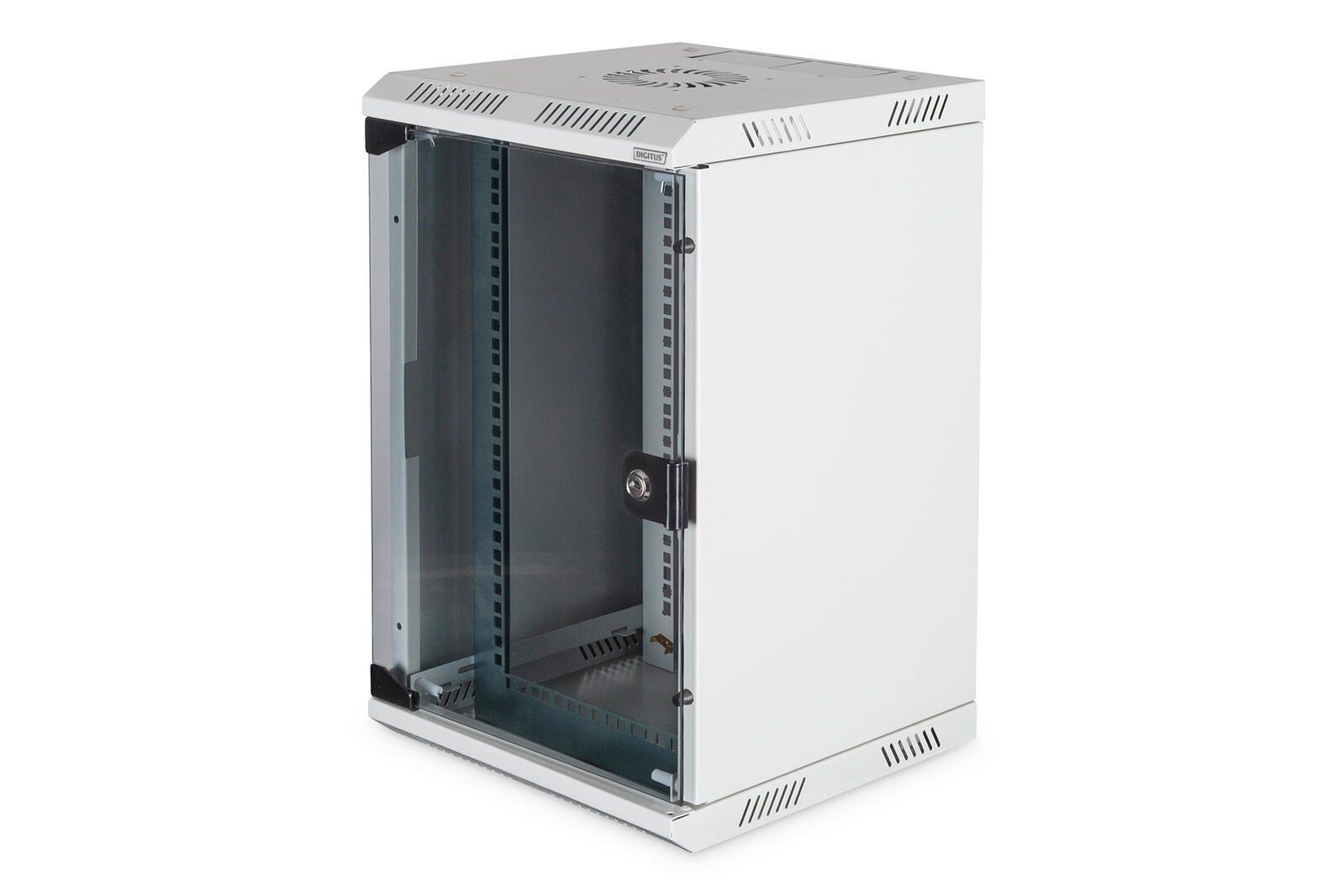 10inch and 19inch combi wall mounting cabinet 10U horizontal (10inch) - 5U vertical (19inch) - grey