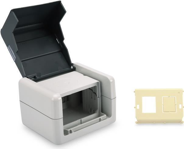 DIGITUS Set prese di collegamento dati con coperchio ribaltabile incl. inserto per 2 moduli Keystone IP44