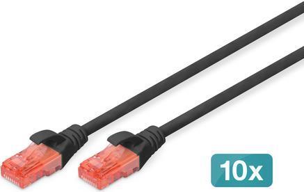 Cavo patch CAT6 0.5m U/UTP 10 nero Cu LSZH AWG 26/7 10pz