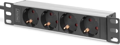 1U Aluminum PDU - 10inch rack mount - 4x safety outlet - 16A - 4000W - 250VAC 50/60Hz