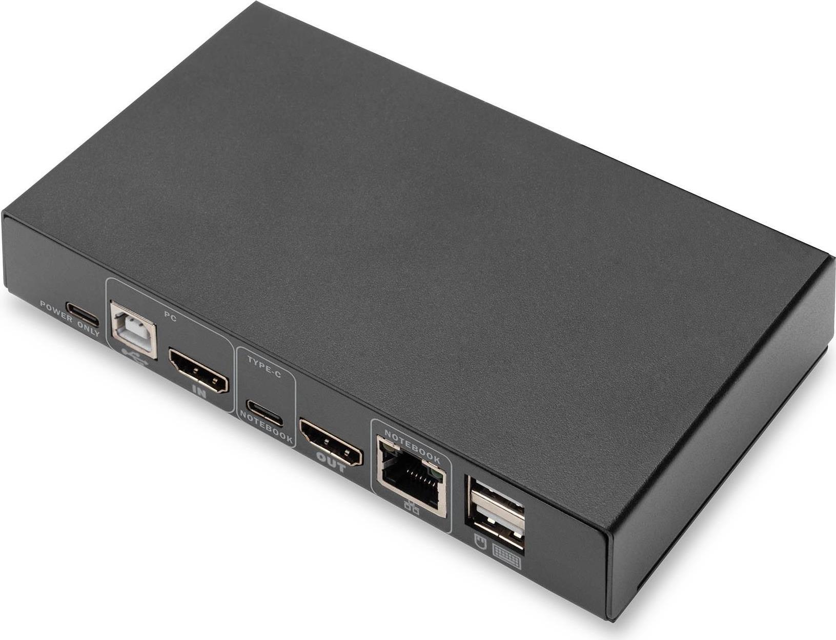 Switch KVM 2 porte 4K30Hz USB-C/USB/HDMI in HDMI out rete