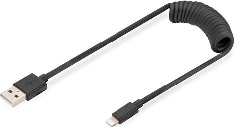 DIGITUS Cavo a spirale USB 2.0 - da USB - A a Lightning mt 1