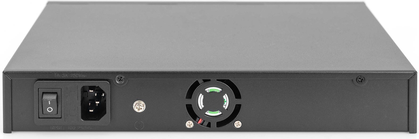 DIGITUS Switch PoE Gigabit Ethernet 8 porte con 2 porte SFP UPLINK, power budget 140W