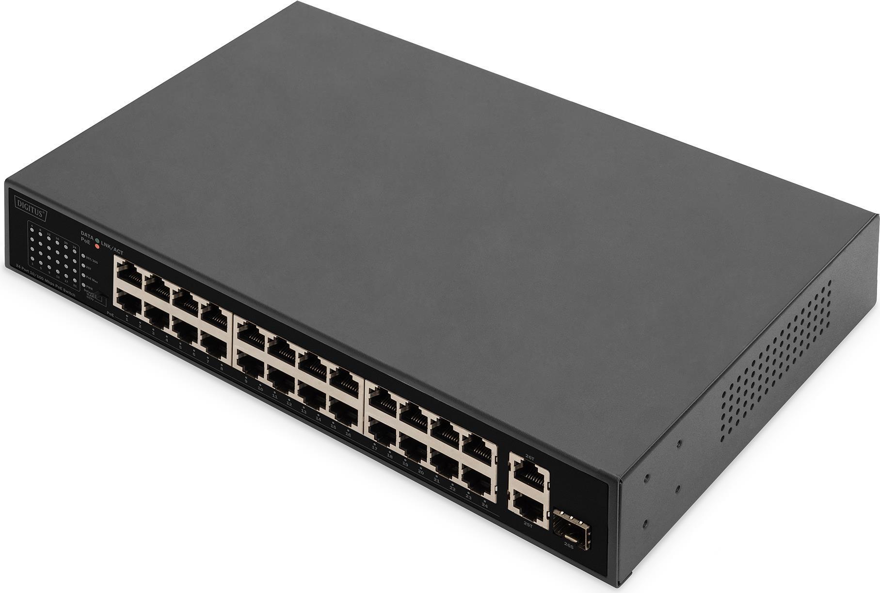 Switch 24 Porte FE PoE 2 Uplink Ports (SFP / RJ45)