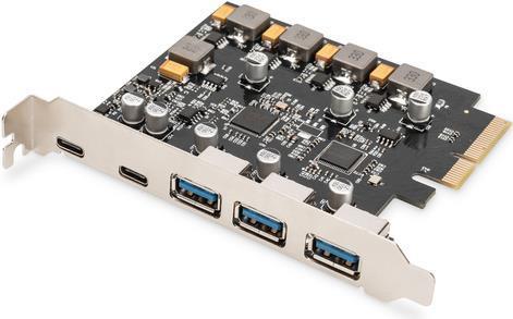 DIGITUS Scheda PCIe 2 USB-C 3 USB A