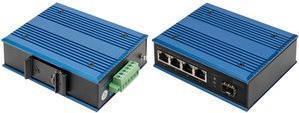 DIGITUS Switch PoE di rete Gigabit Ethernet a 4 porte, industriale, non gestito, 1 collegamento SFP