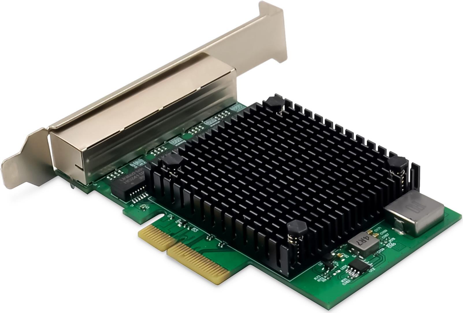 DIGITUS Scheda di rete a 4 porte 2,5 Gigabit Ethernet, RJ45, PCI Express, chipset Realtek