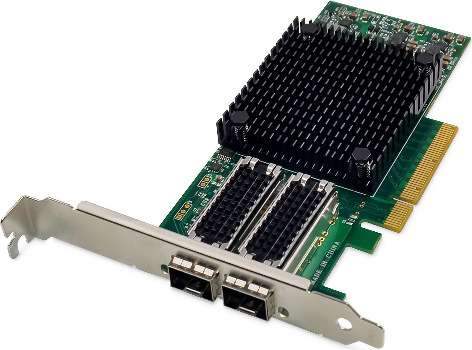DIGITUS Scheda di rete 25 Gigabit Ethernet a 2 porte, SFP28, PCI Express, chipset Mellanox