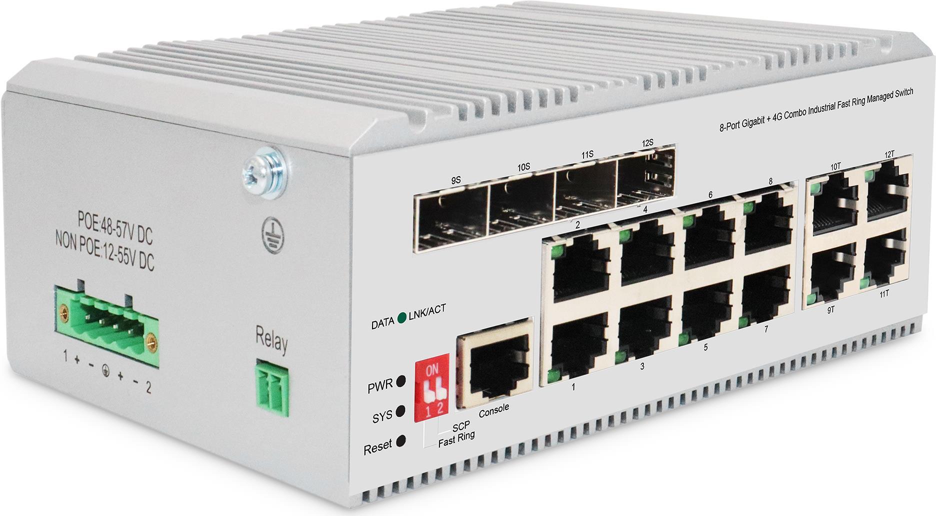 Switch Gigabit Ethernet industriale gestito 8+4 L2
