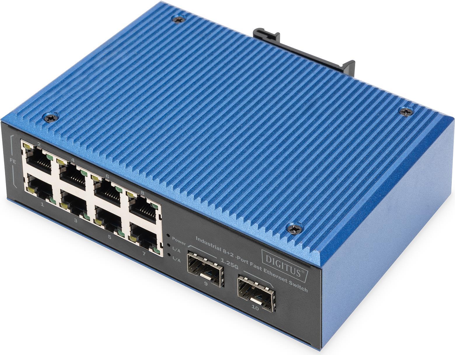 Digitus Switch Fast Ethernet industriale a 82 porte (INDUSTRI 82-PORT FAST E SWITCH - 8 PORT FE RJ452 GE SFP PORTS)