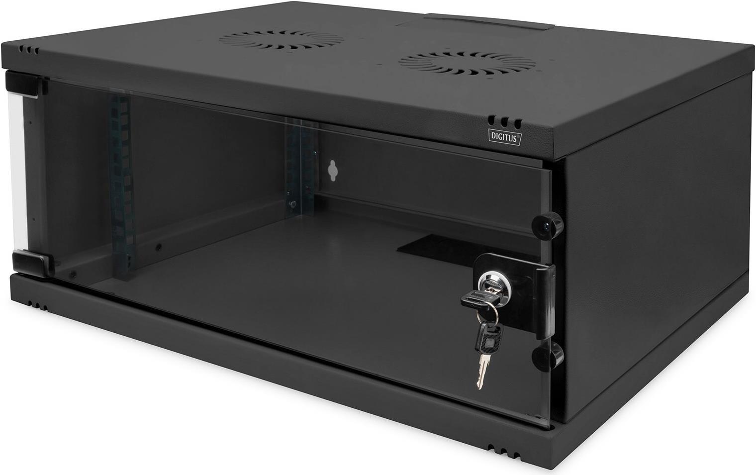 Custodia da parete DIGITUS 4HE 241x540x400 SOHO/non assemblata/porta a vetro/nero