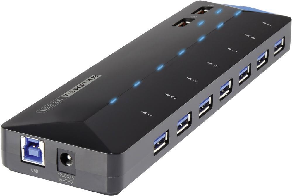 RenkForce Conrad Electronic - Hub - 7 x Superspeed USB 3.0 + 2 X Superspeed USB 3.0 (Carica) - Desktop (1268678)