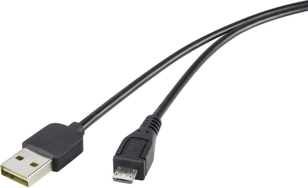 RenkForce Duplex - Cavo USB - USB (M) Reversibile al tipo Micro -USB di tipo B (M) - USB 2.0 - 5 V - 0,5 A - 1,8 m - Black