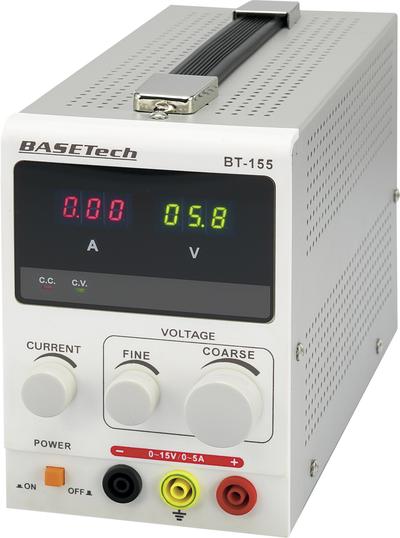 Alimentatore da laboratorio Basetech BT-155 regolabile 0 - 15 V/DC 0 - 5 A 75 W Numero di uscite 1 x