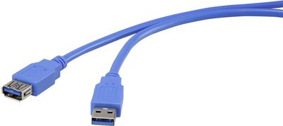 Renkforce - Cavo di prolunga USB - Da USB tipo A (M) a USB tipo A (W) - USB 3.0 - 5 V - 05 A - 1 m - rotondo - blu