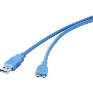 Renkforce - Cavo USB - Da USB tipo A (M) a Micro-USB tipo B (M) - USB 3.0 - 5 V - 09 A - 30 cm - rotondo - blu