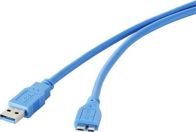Renkforce - Cavo USB - Da USB tipo A (M) dritto a Micro-USB tipo B (M) dritto - USB 3.0 - 5 V - 09 A - 1 m - rotondo - blu
