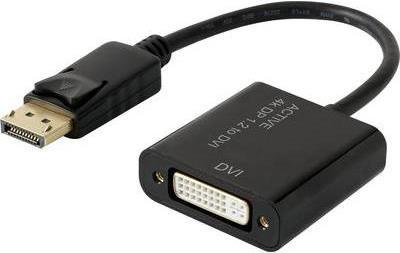 RenkForce - Adattatore video - Displayport (S) a DVI -I (R) - DisplayPort 1.2 - Supporto 4K, Active - Black