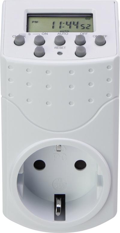 Basetech 1528580 Switch Socket Switch Digital Weekly Programma 1800 W IP20 Funzione di conto alla rovescia Funzione casuale