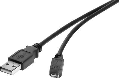 Cavo Renkforce USB 2.0 [1x USB 2.0 Plugs A -1x USB 2.0 Plugs Micro -b] 3 m Contatti placcati in oro nero Renkforce (1574809)