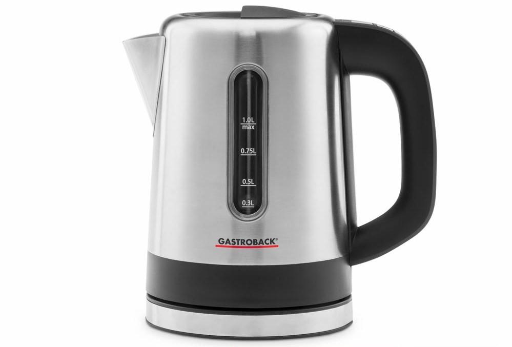 Gastroback Design Mini bollitore elettrico 1 L 2200 W Nero, Acciaio inossidabile