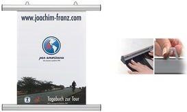 Striscia per poster FRANKEN alluminio argento lunghezza 600 mm adatta per DIN A0 due occhielli di sospensione regolabili (BS100