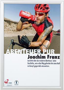 Frame di poster di Franconia "Outdoor", Din A2, Frame da 25 mm Profilo in alluminio osservato in argento, leva di plastica (BS1