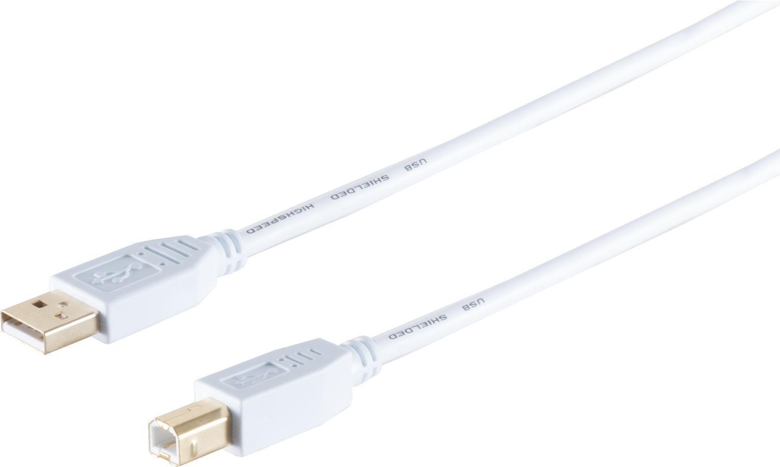 Massima connettività S/CONN Cavo USB High Speed 2.0 spina A/B contatti placcati oro USB 2.0 bianco 30 m (77023-W)
