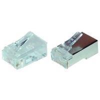 Connettore modulare SHIVERPEAKS BASIC-S RJ45, 8 pin non dipinto, 8 contatti occupati, per cavi rotondi, coni dorati (BS72051R-1