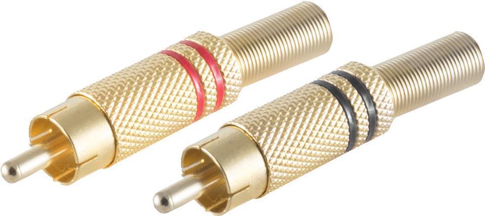 shiverpeaks -BASIC-S--Giunto RCA metallo placcato oro 6mm SET di 4 rosso nero (BS52020-SET)