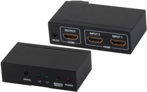 HDMI Switch 2x1, metal, 4K30Hz, black