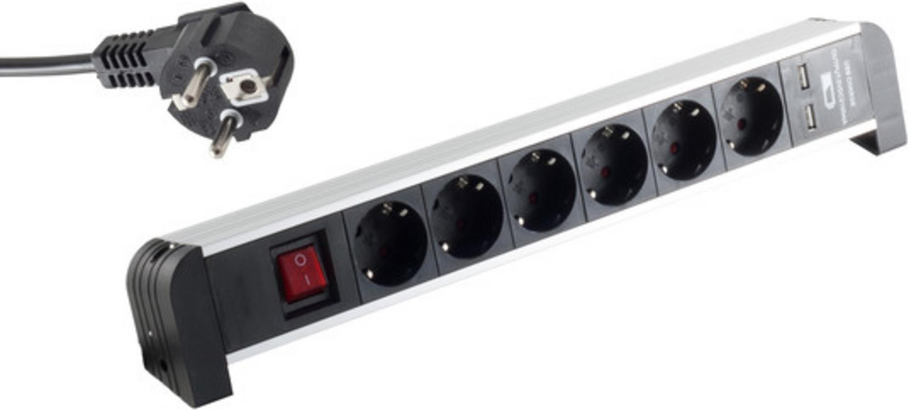 SU-Conn 60318 Interior 6AC Output da 15 m di cavo anziano nero-grigio (60318)