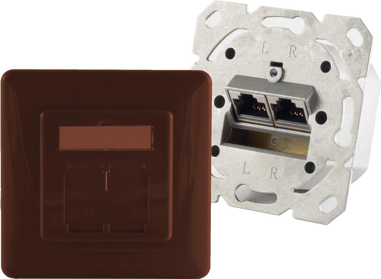 Presa di rete S-Conn shiverpeaks Cat.6A Presa marrone con design a 2 vie (BS74280-BR)