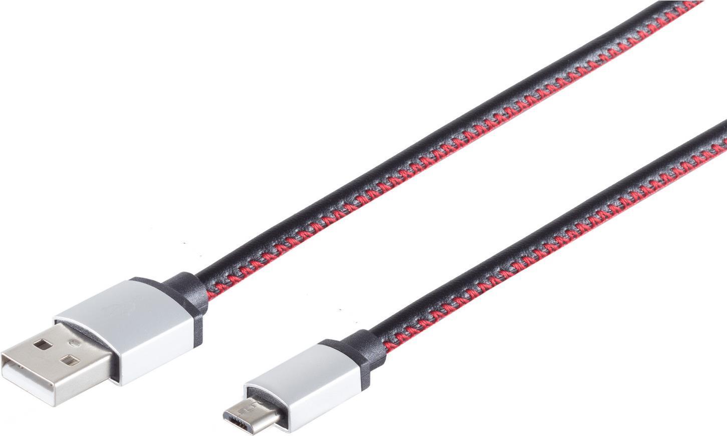Cavo USB S-Conn 14-50105 2 M USB 2.0 USB A Micro-USB B Black-Red (14-50105)