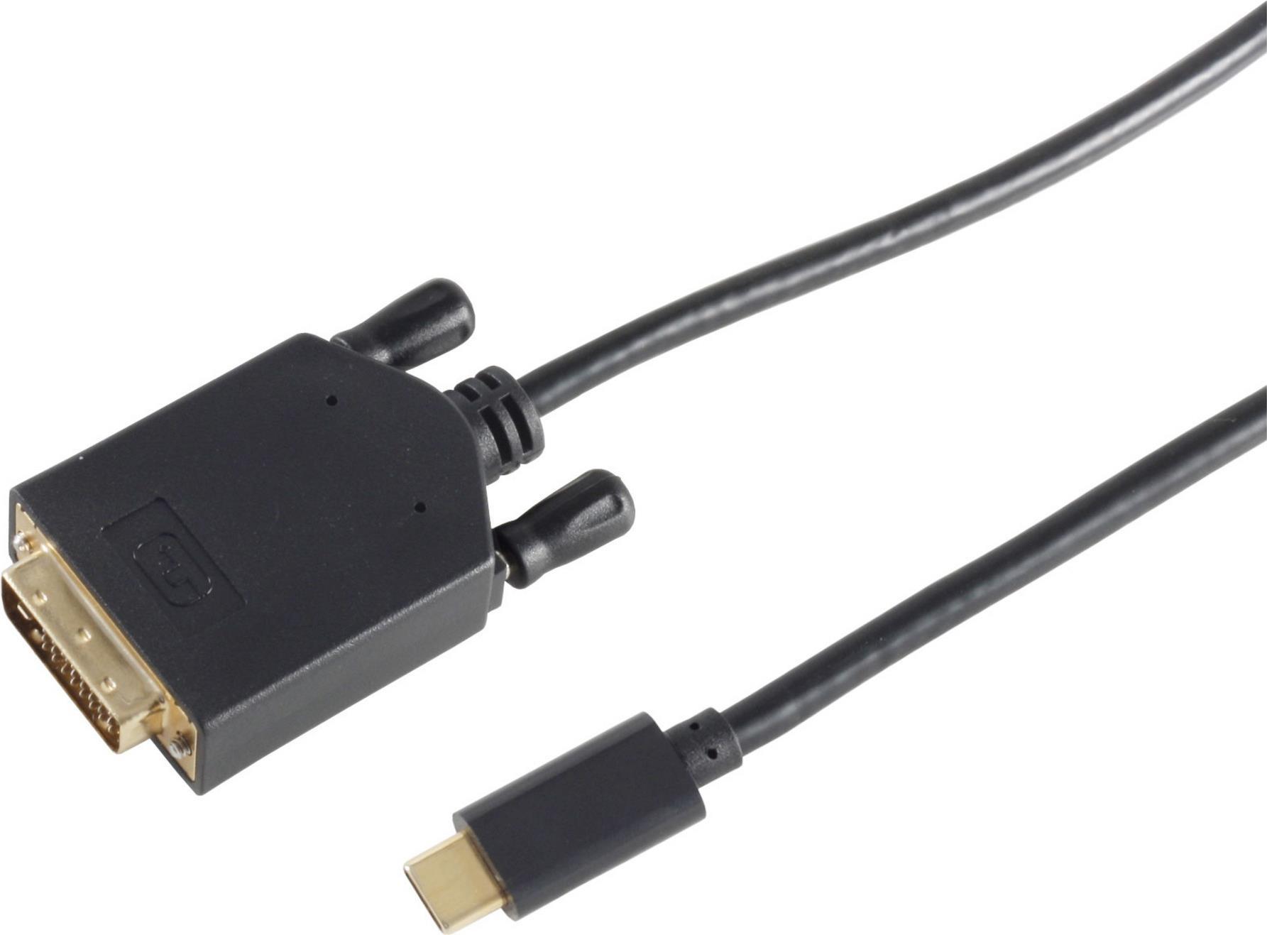 S-Conn 10-58045 Adattatore cavo video nero DVI-D USB C da 3 m (10-58045)
