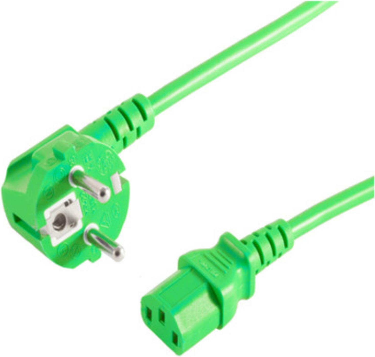Cavo di connessione di rete 230V per freddo. CEE7/7-C13 VDE verde 1,8 m