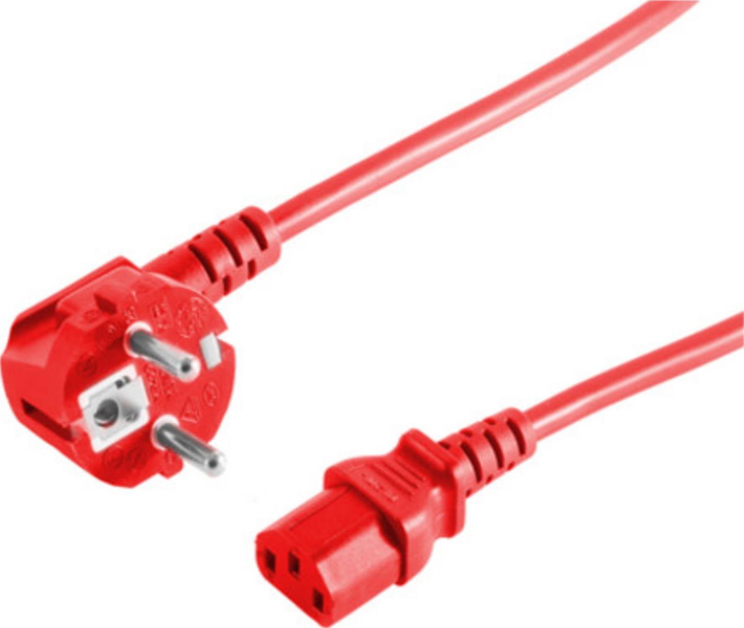 S-Conn 09-05054 Cavo di alimentazione accoppiatore CEE7/7 C13 rosso da 5 m (09-05054)