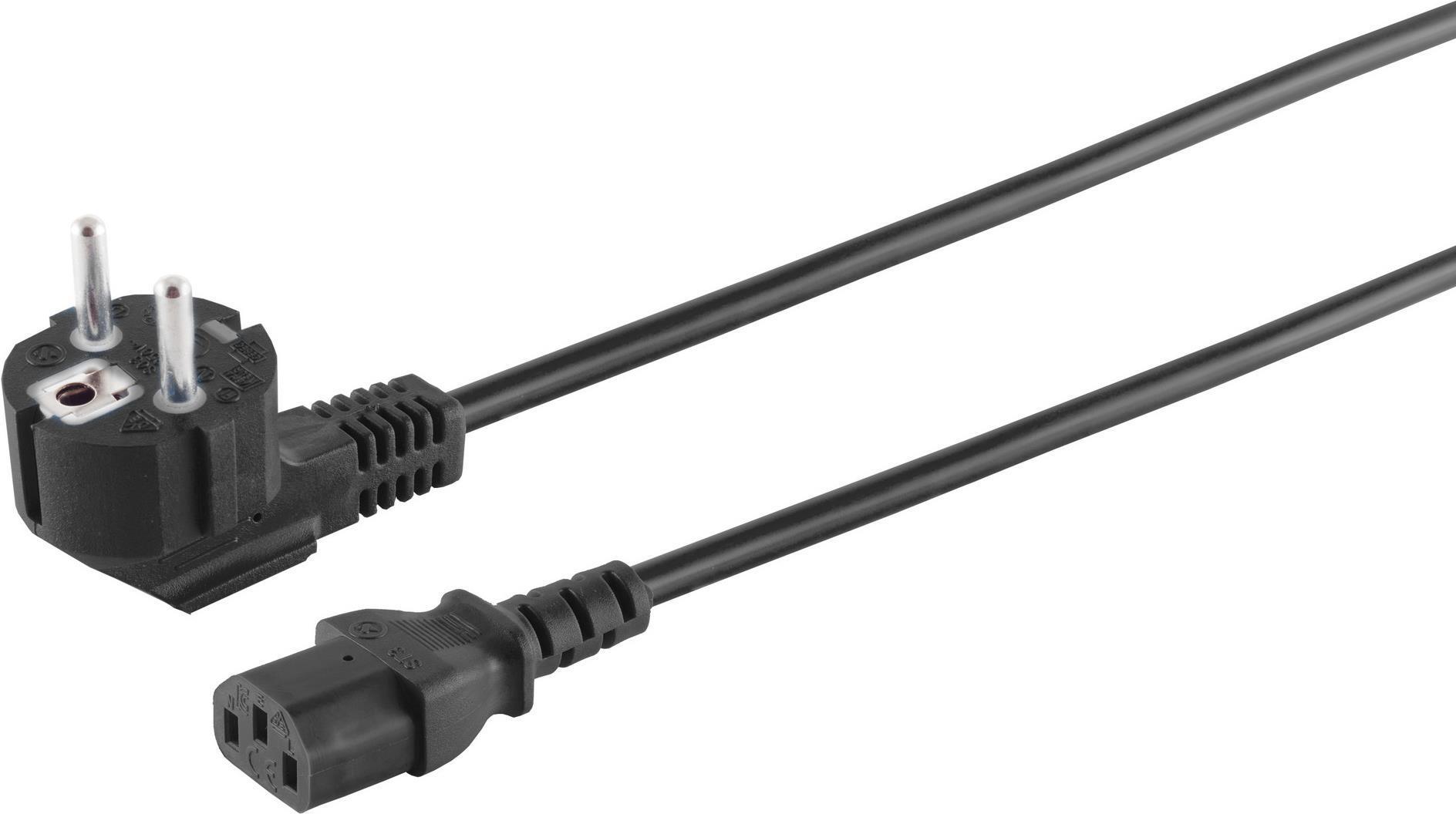 Power plug 90? - IEC socket, black, 3m