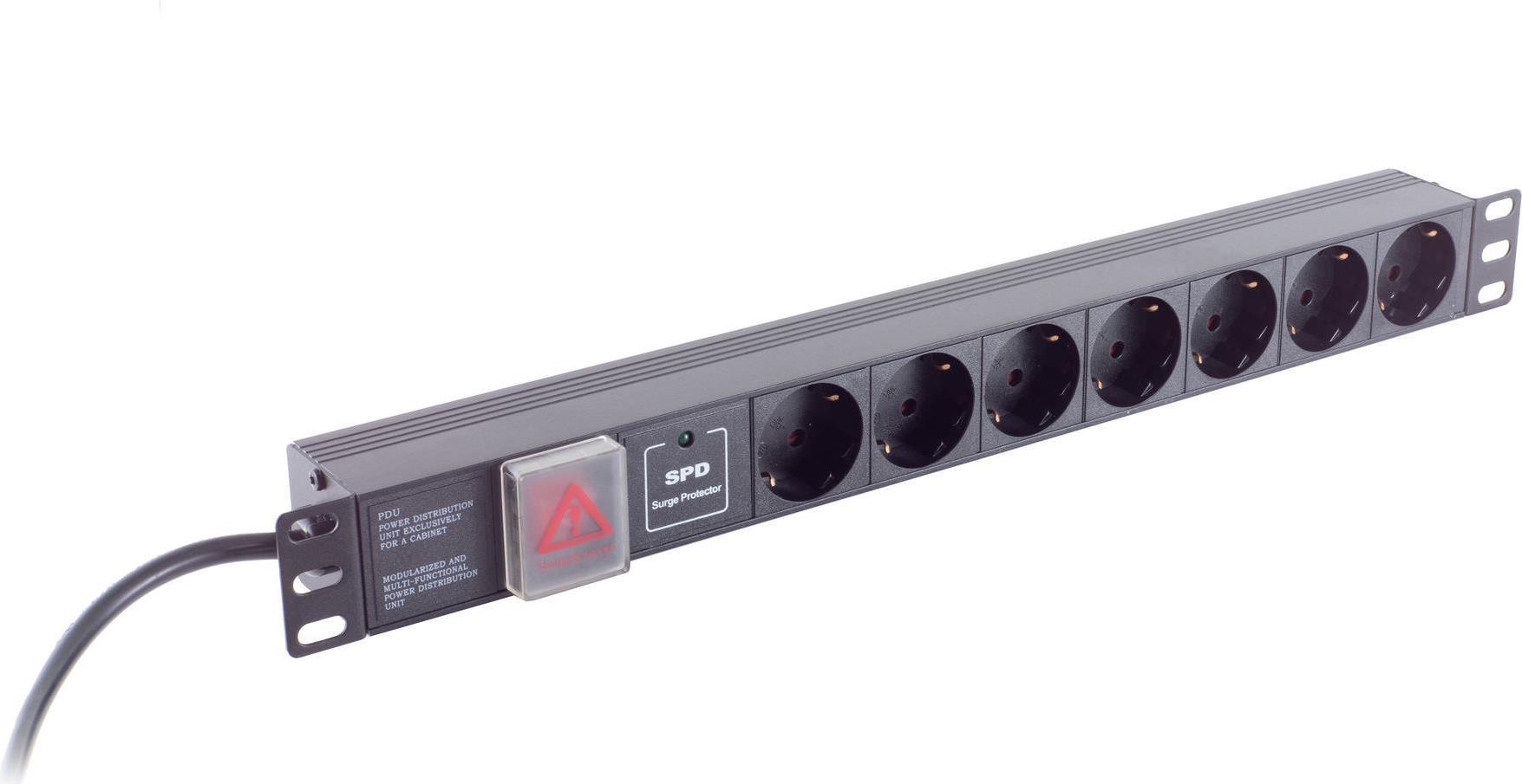 Multipresa Helos PROFESSIONAL da 19" a 7 vie, nera, 2,0 m, con interruttore