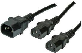 Cavo alimentazione 230 V dispositivi freddo IEC-C13(Bu)x2 / dispositivi freddo IEC-C14(St) - 1,8 m *shiverpeaks* BASIC-S