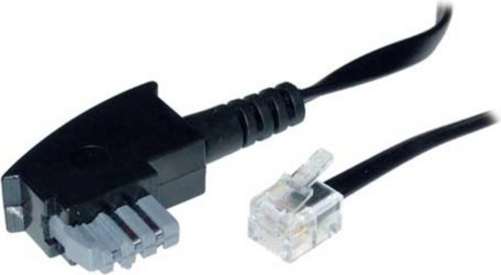 S-Impuls - cavo telefonico - da TAE-N (M) a RJ-11 (6 pin) (M) - 10 m - piatto - nero (70120-)
